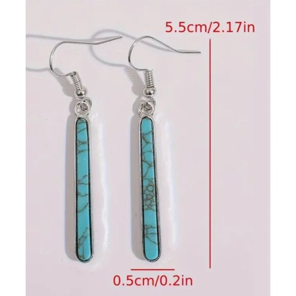 Turquoise‎ & Silver Dangle Earrings - Picture 3 of 3
